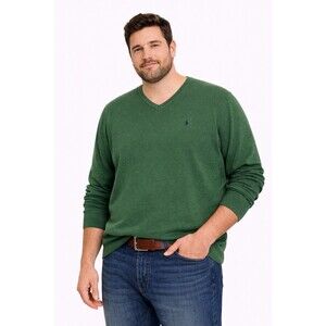 Polo Ralph Lauren Men’s Green V-Neck Sweater XXL 100% Cotton Embroidered Logo